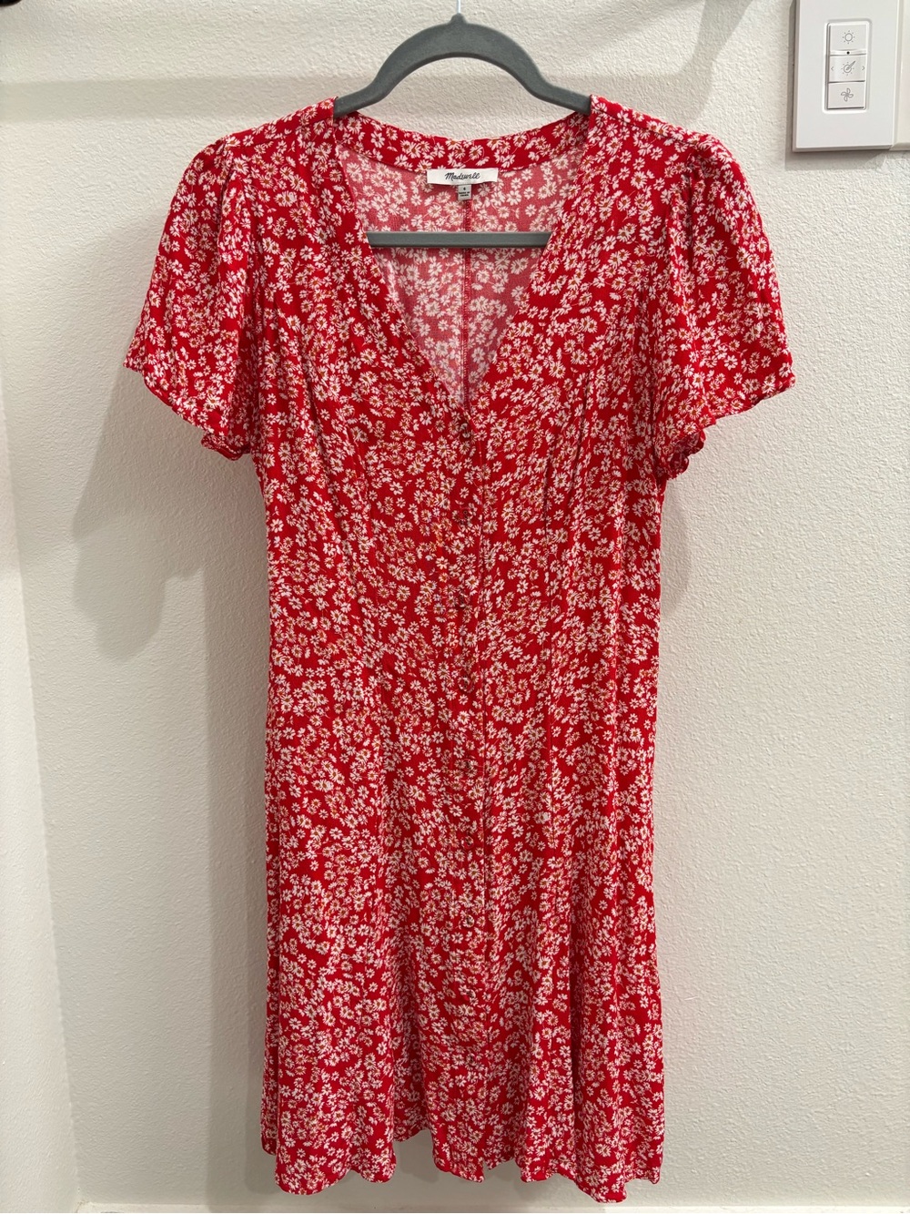 Madewell Red Floral Midi Dress